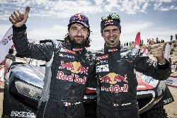 Cyril Despres i David Castera - zwycięzcy Silk Way Rally wśród załóg samochodowych...